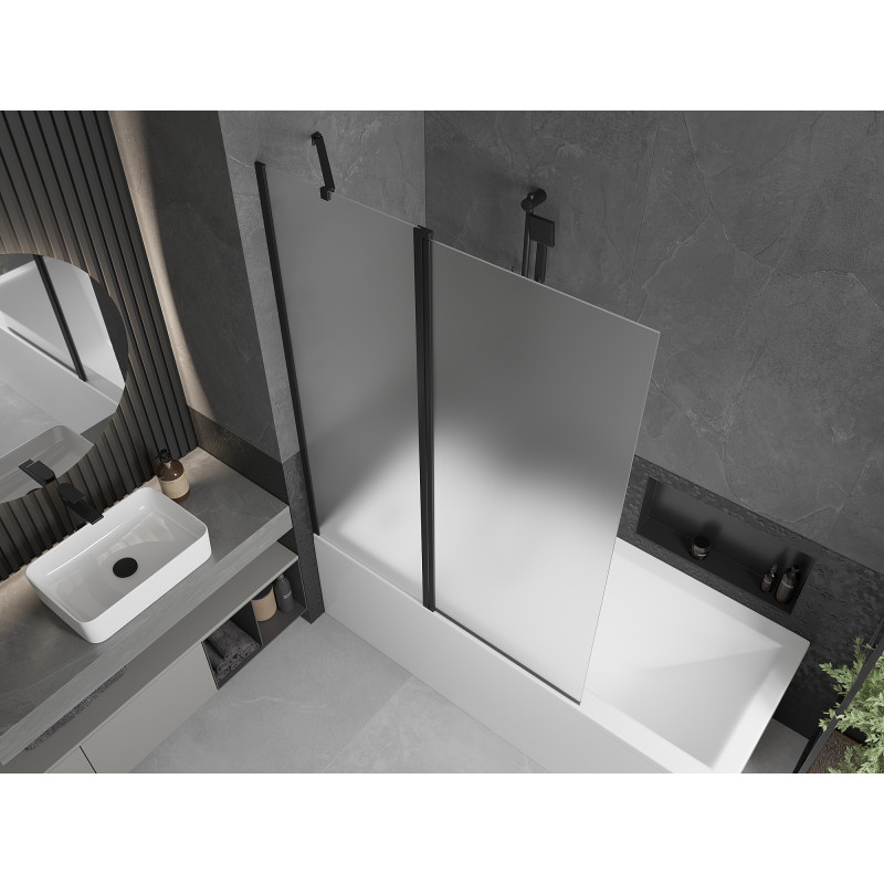 Mexen Flip dviejų dalių vonios ekranas 120 x 150 cm, matinė, juodas - 894-120-101-70-30