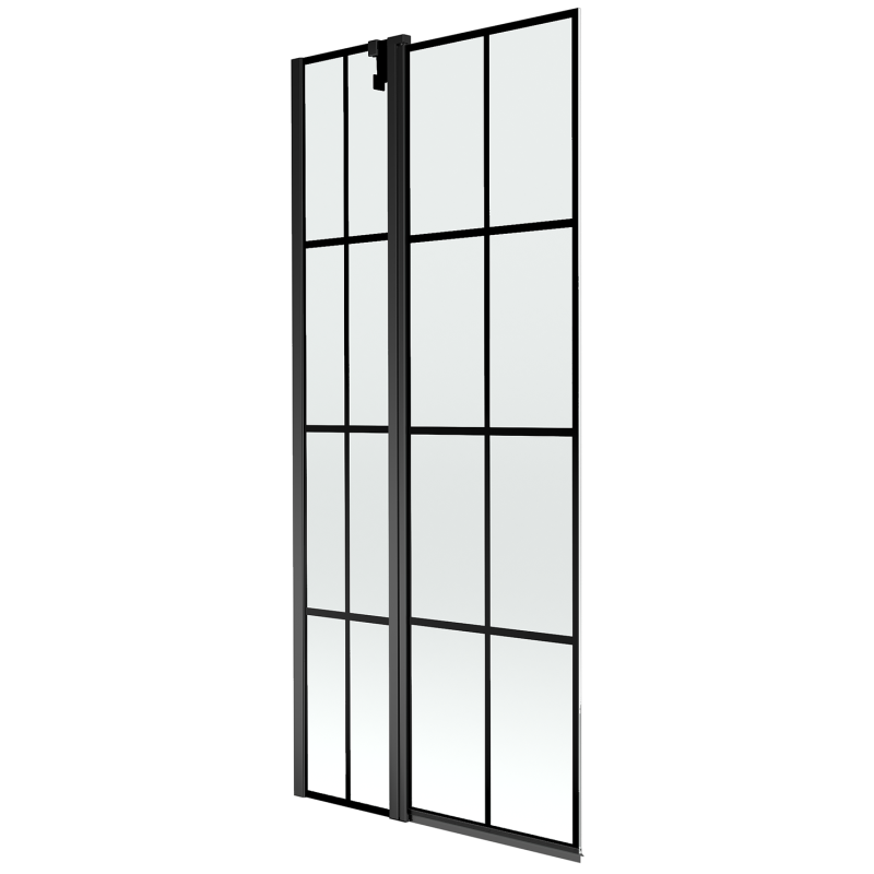 Mexen Flip vonios ekrano 2 dalių, 80 x 150 cm, juodas tinklelis, juodas - 894-080-101-70-77