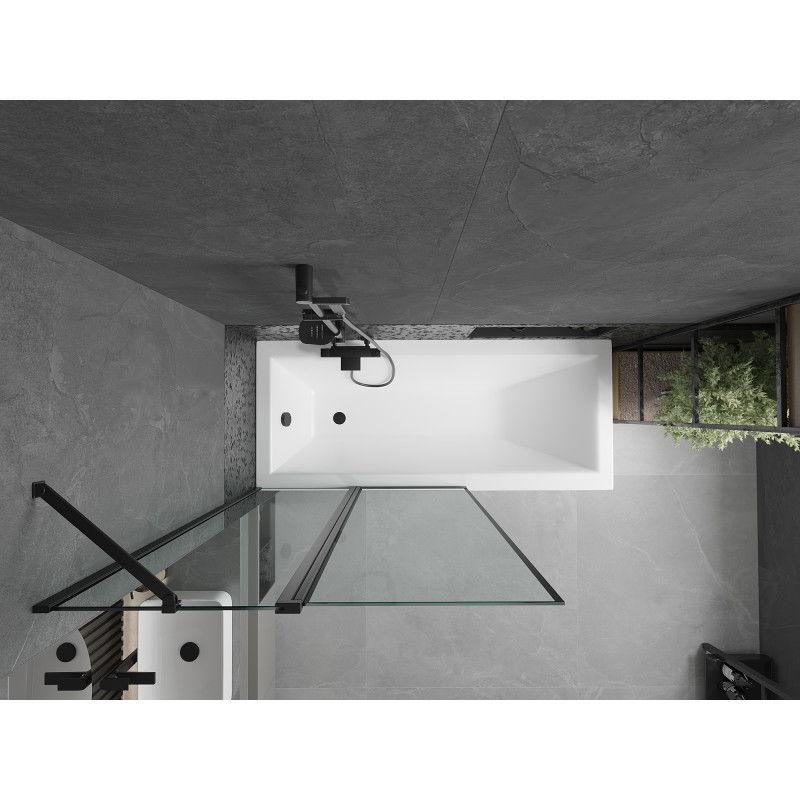 Mexen Flip dviejų dalių vonios ekranas 100 x 150 cm, juodas rėmelis, juoda - 894-100-101-70-70