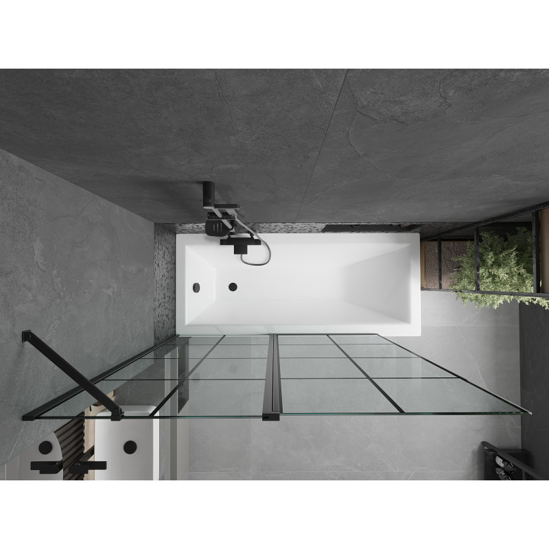 Mexen Flip 1 judamosios dalies vonios sienelė 140 x 150 cm, Juodas raštas, Juoda - 894-140-101-70-77