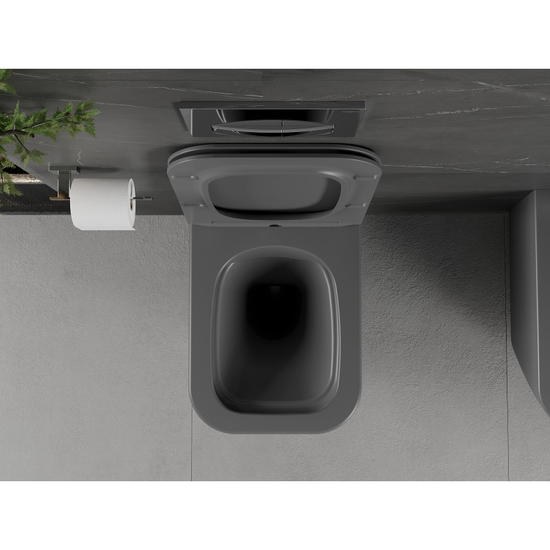 Mexen Madox Rimless WC dubuo su lėtaeigiu slim dangčiu, duroplastiku, tamsiai pilkas matinis - 30154061