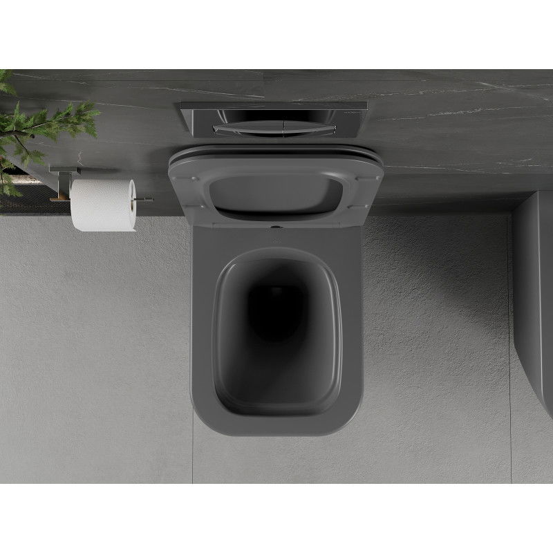 Mexen Madox WC unitazas be ratlankio su lėtai nusileidžiančiu plonu dangčiu, duroplastikas, tamsiai pilka matinė - 30154061