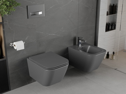Mexen Madox pakabinamasis WC Rimless su lėtai nusileidžiančiu dangčiu, duropastas, tamsiai pilka matinė - 30154061