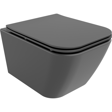 Mexen Madox Rimless WC dubuo su lėtaeigiu slim dangčiu, duroplastiku, tamsiai pilkas matinis - 30154061