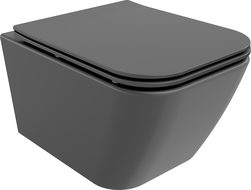 Mexen Madox Rimless WC dubuo su lėtaeigiu slim dangčiu, duroplastiku, tamsiai pilkas matinis - 30154061