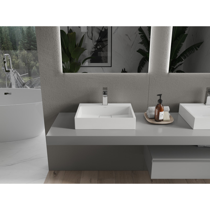Mexen Ava stalviršinis praustuvas iš konglomerato 1/O 50 x 38 cm, baltas - 23015001