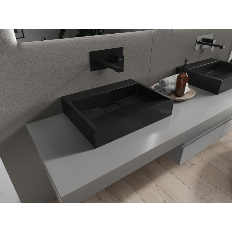 Mexen Ava stalviršinis praustuvas iš konglomerato B/O 50 x 38 cm, juodas - 23015070