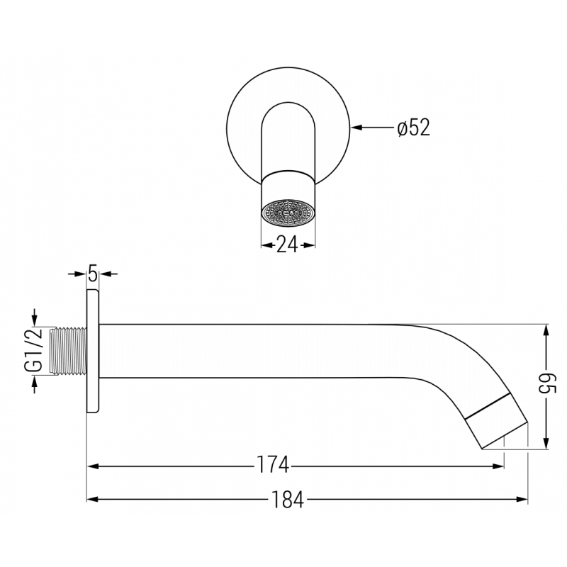 Mexen Kai vonios čiaupo sieninis snapas, auksinis - 79371-50
