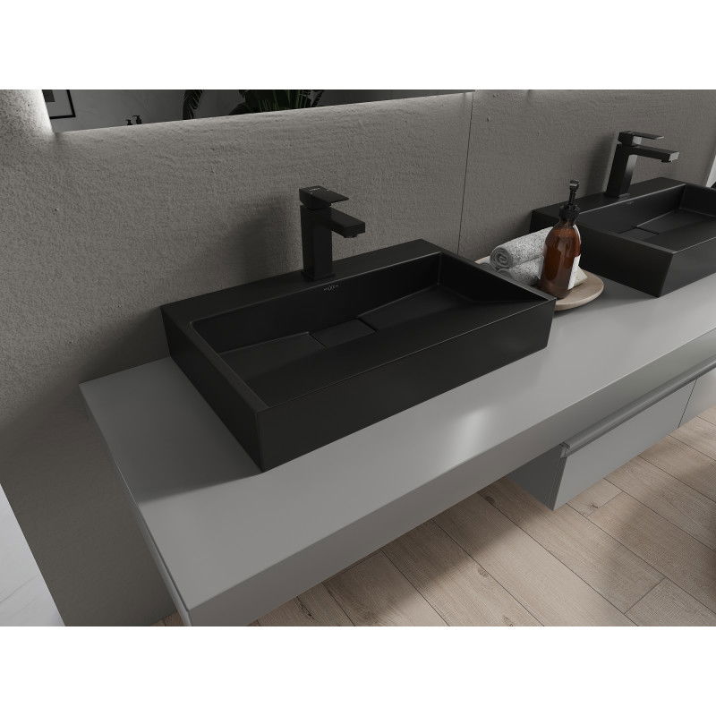 Mexen Ava stalviršio praustuvas iš konglomerato 1/O 60 x 38 cm, juodas - 23016071