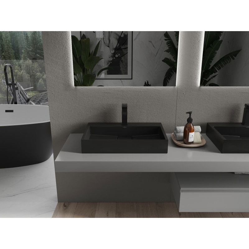 Mexen Ava stalviršio praustuvas iš konglomerato 1/O 60 x 38 cm, juodas - 23016071