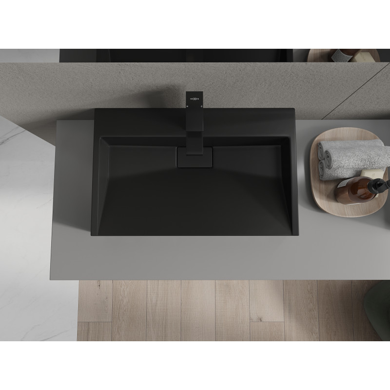 Mexen Ava stalviršio kriauklė iš konglomerato 1/O 60 x 38 cm, juoda - 23016071