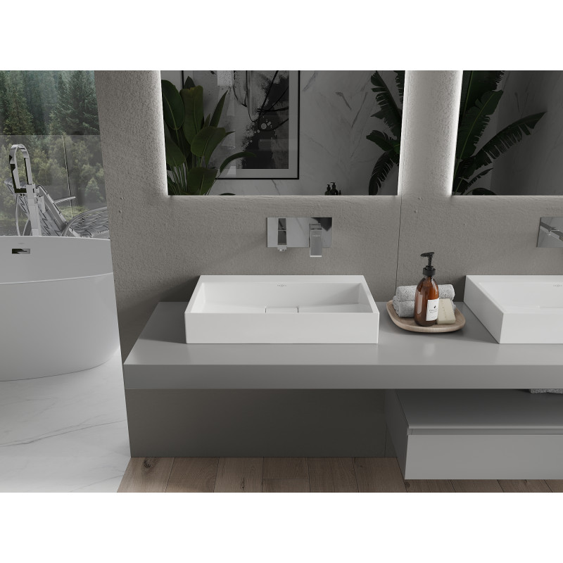 Mexen Ava stalviršio kriauklė iš konglomerato B/O 60 x 38 cm, balta - 23016000