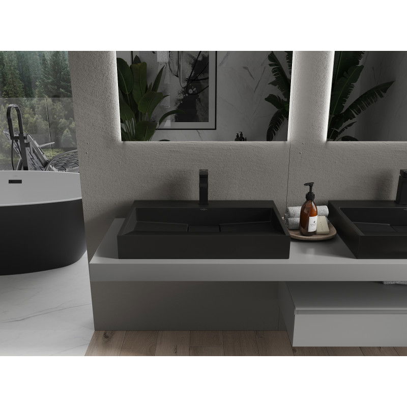 Mexen Ava stalviršio praustuvas iš konglomerato 1/O 70 x 46 cm, juodas - 23017071