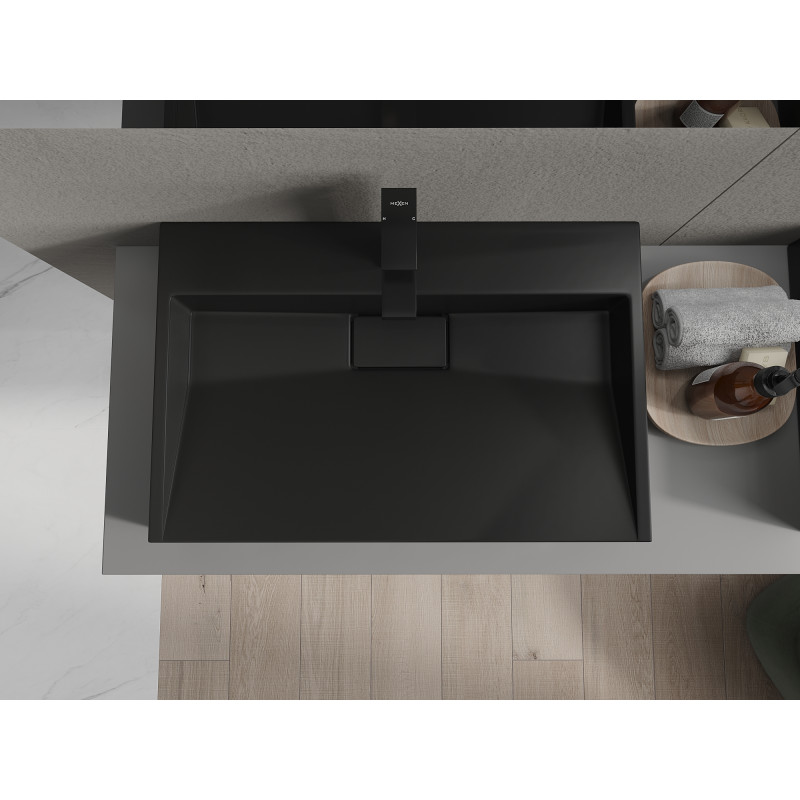 Mexen Ava stalviršinis praustuvas iš konglomerato 1/O 70 x 46 cm, juodas - 23017071