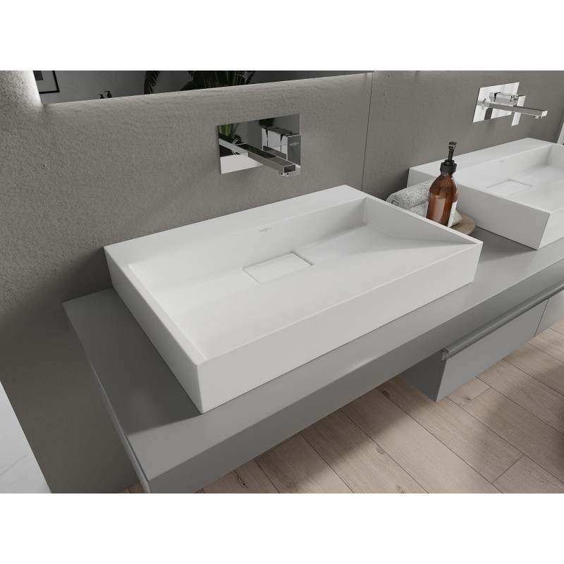 Mexen Ava stalviršinis kriauklė iš konglomerato B/O 70 x 46 cm, balta - 23017000