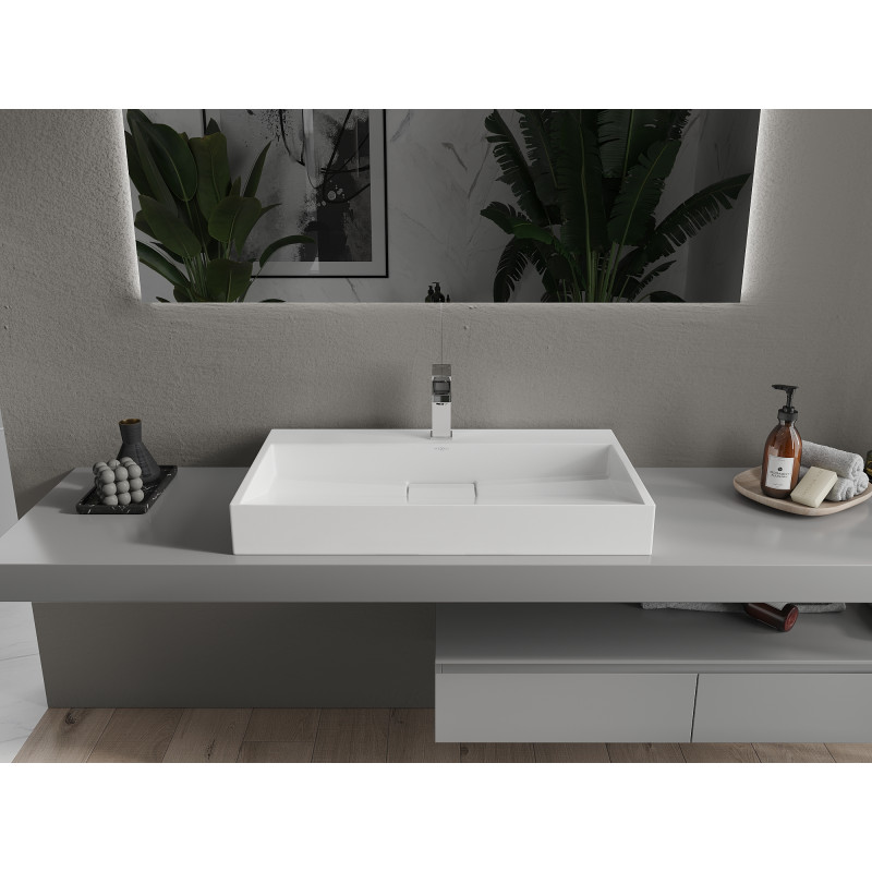 Mexen Ava stalviršinis praustuvas iš konglomerato 1/O 80 x 46 cm, baltas - 23018001