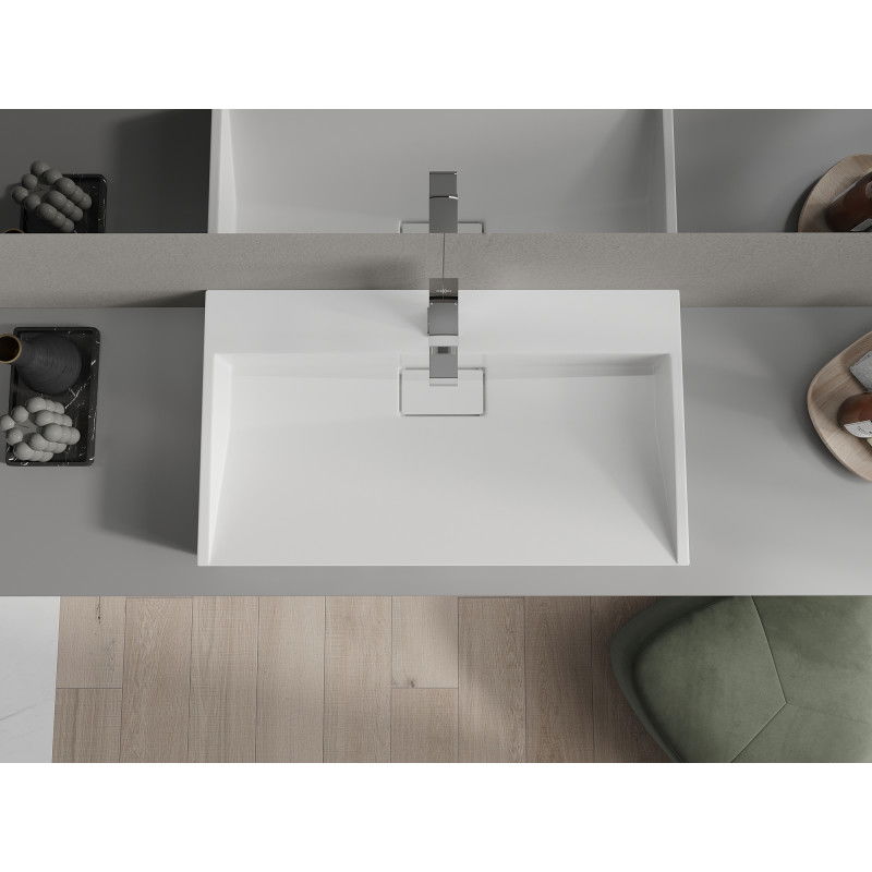 Mexen Ava praustuvas montuojamas ant stalviršio, pagamintas iš konglomerato 1/O 80 x 46 cm, baltas - 23018001