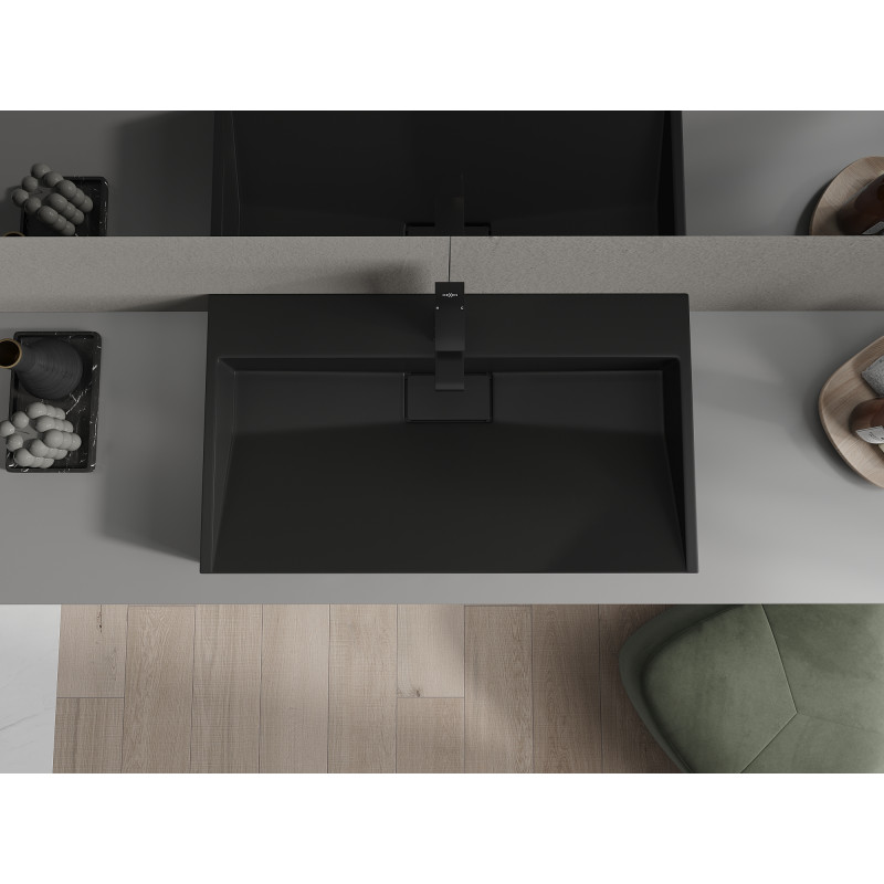 Mexen Ava stalviršinis praustuvas iš konglomerato 1/O 80 x 46 cm, juodas - 23018071