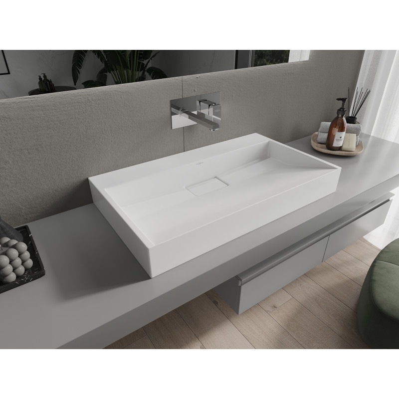 Mexen Ava stalviršio kriauklė iš konglomerato B/O 80 x 46 cm, balta - 23018000