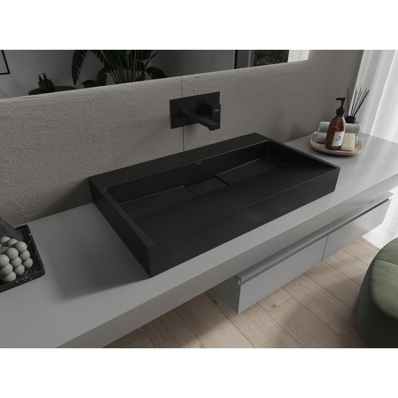 Mexen Ava stalviršio praustuvas iš konglomerato B/O 80 x 46 cm, juodas - 23018070