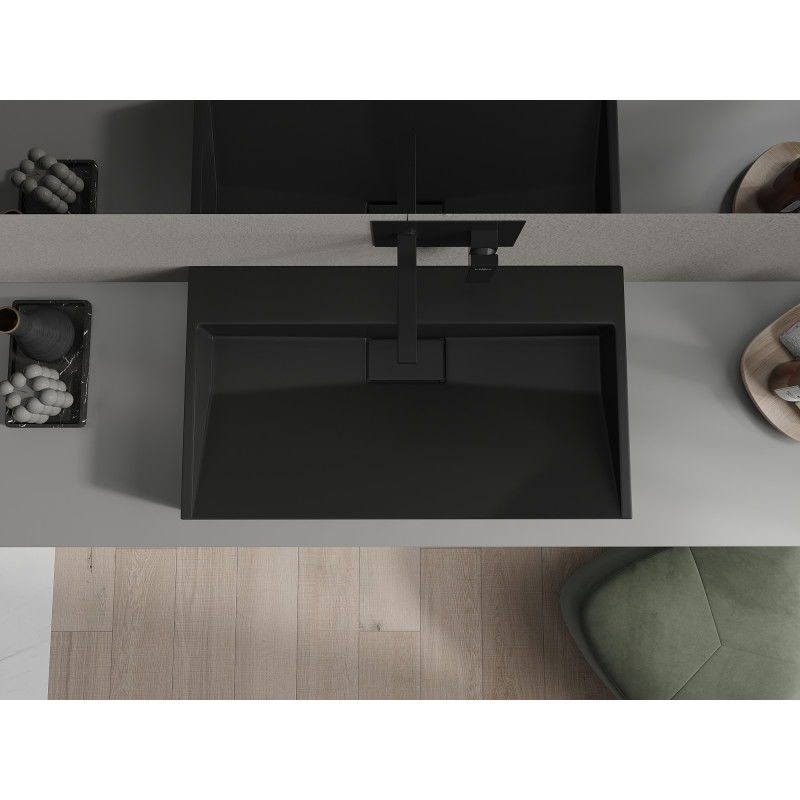 Mexen Ava stalviršio praustuvas iš konglomerato B/O 80 x 46 cm, juodas - 23018070