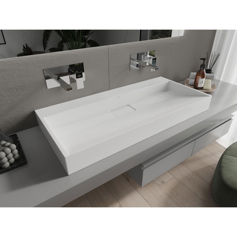 Mexen Ava stalviršinis praustuvas iš konglomerato B/O 100 x 46 cm, baltas - 23011000