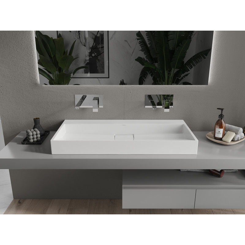 Mexen Ava stalviršio praustuvas iš konglomerato B/O 100 x 46 cm, baltas - 23011000