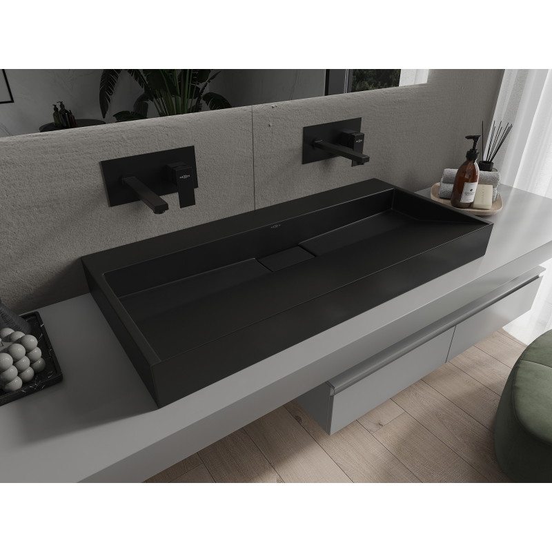 Mexen Ava stalviršinis praustuvas iš konglomerato B/O 100 x 46 cm, juodas - 23011070