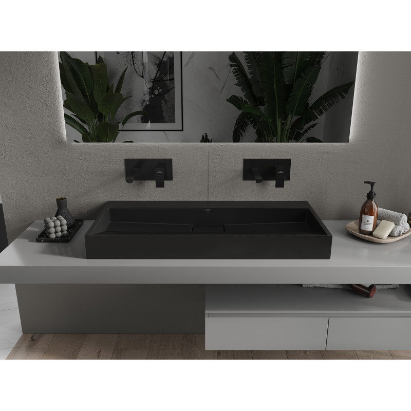 Mexen Ava stalviršinis praustuvas iš konglomerato B/O 100 x 46 cm, juodas - 23011070