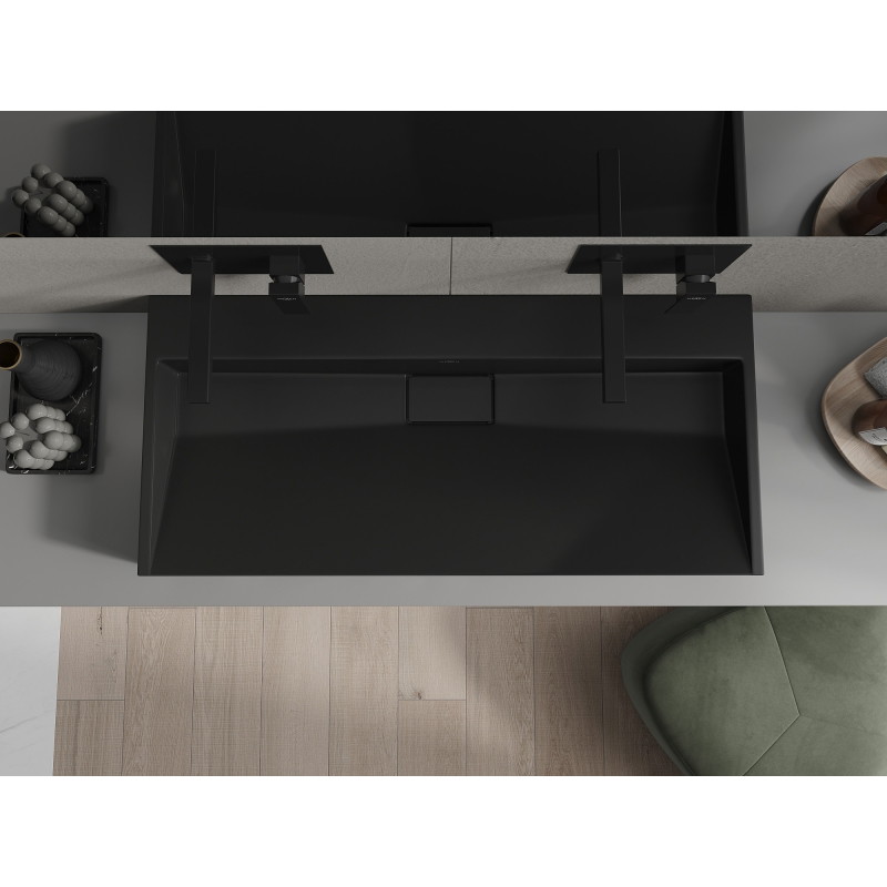 Mexen Ava stalviršinis praustuvas iš konglomerato B/O 100 x 46 cm, juodas - 23011070