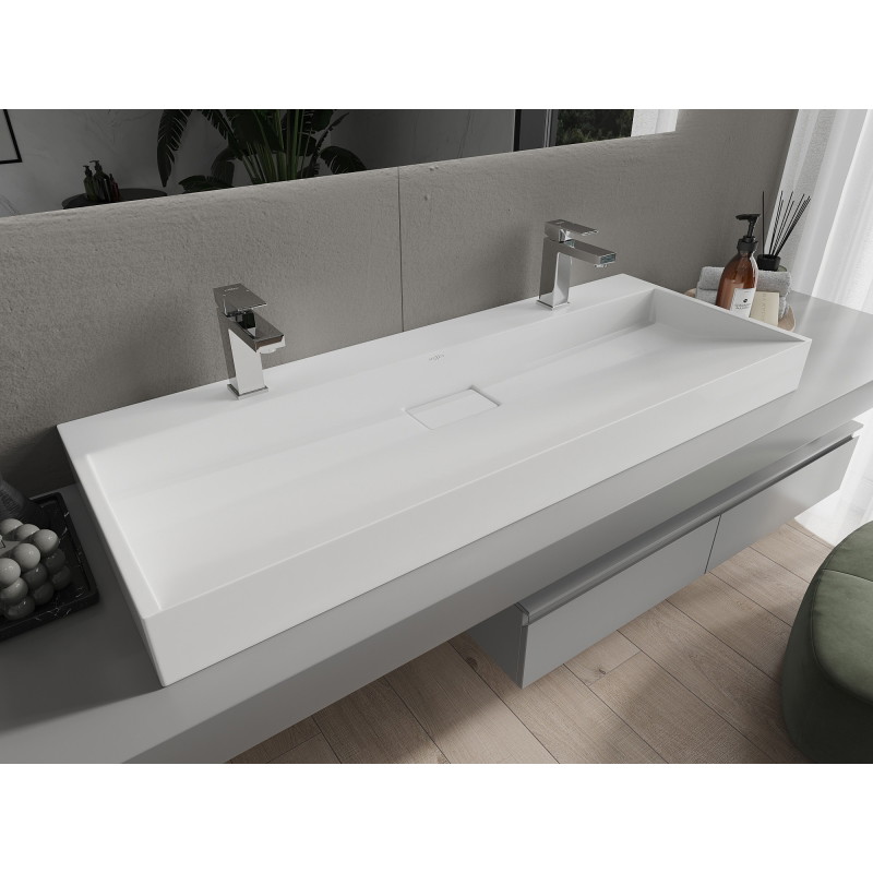 Mexen Ava stalviršio kriauklė iš akmens masės 2/O 120 x 46 cm, balta - 23011202
