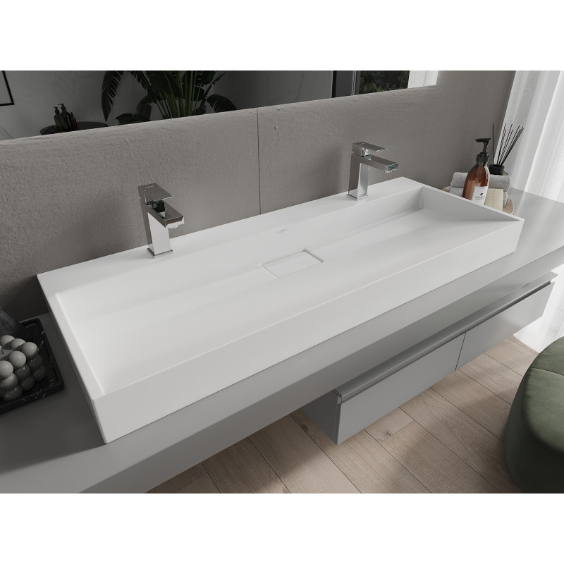 Mexen Ava stalviršio montuojama praustuvas iš konglomerato 2/O 120 x 46 cm, balta - 23011202