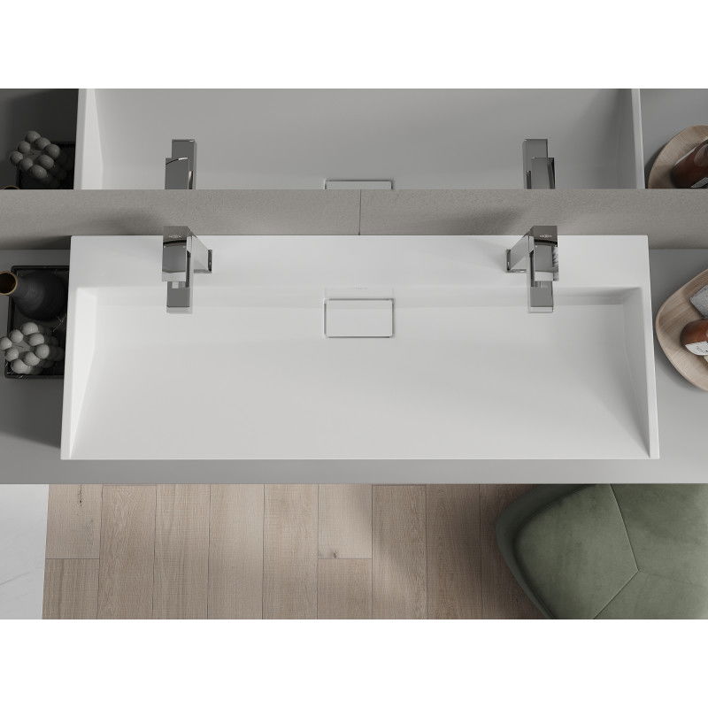 Mexen Ava stalviršio plautuvė iš konglomerato 2/O 120 x 46 cm, balta - 23011202