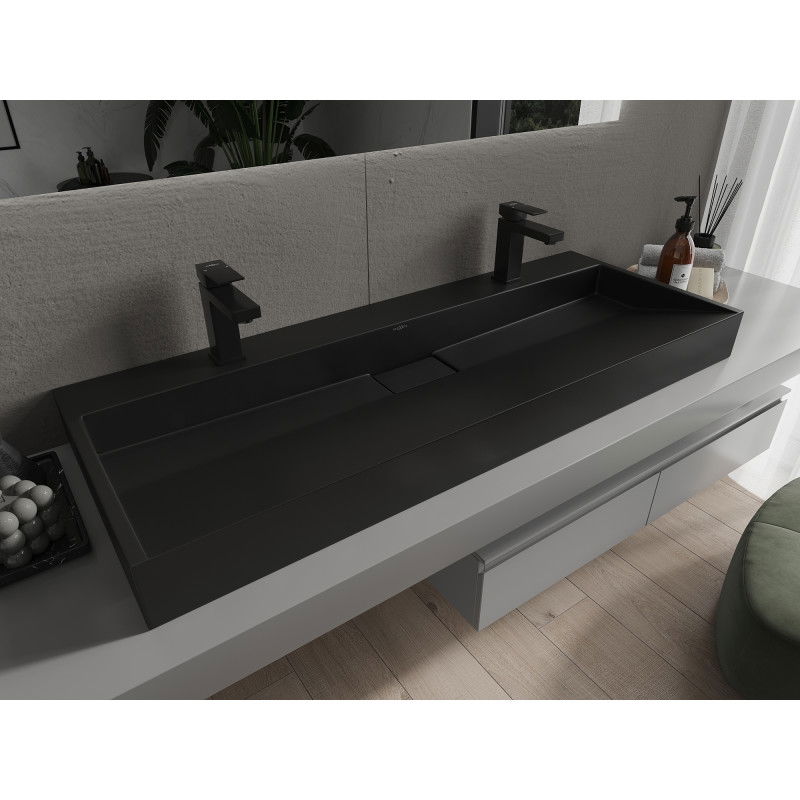 Mexen Ava stalviršio praustuvas iš konglomerato 2/O 120 x 46 cm, juodas - 23011272