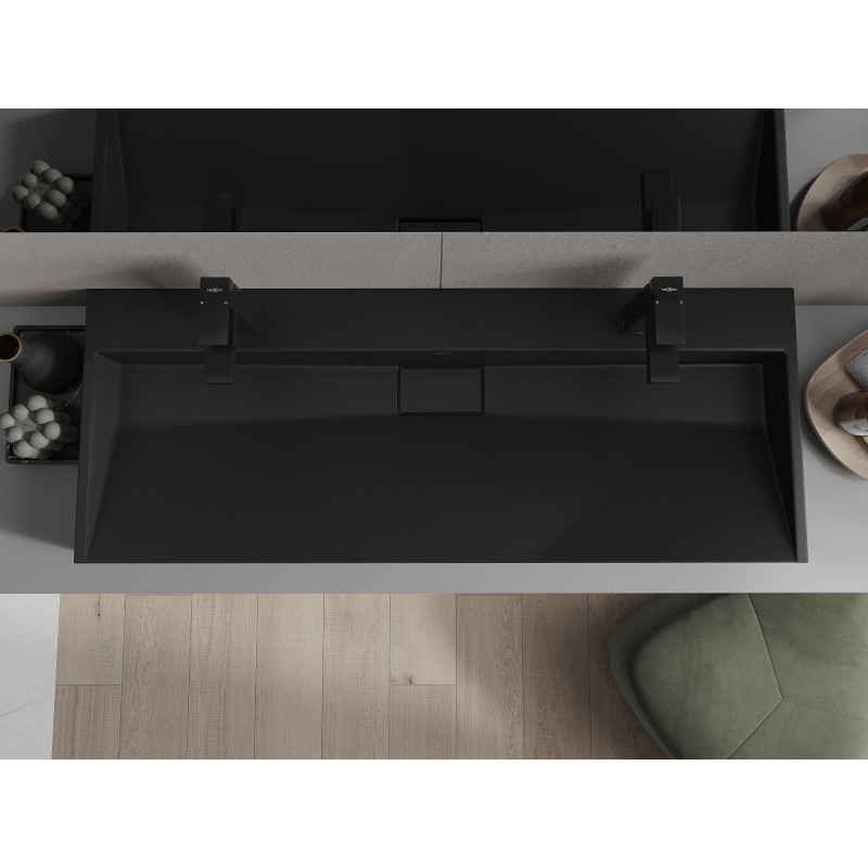 Mexen Ava stalviršinis praustuvas iš konglomerato 2/O 120 x 46 cm, juodas - 23011272