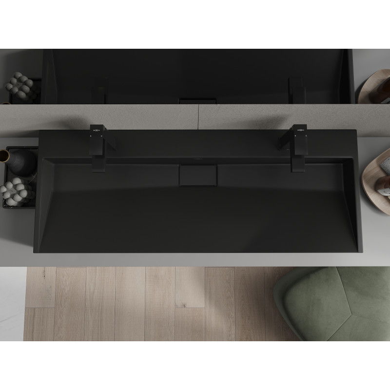 Mexen Ava stalviršio praustuvas iš konglomerato 2/O 120 x 46 cm, juodas - 23011272