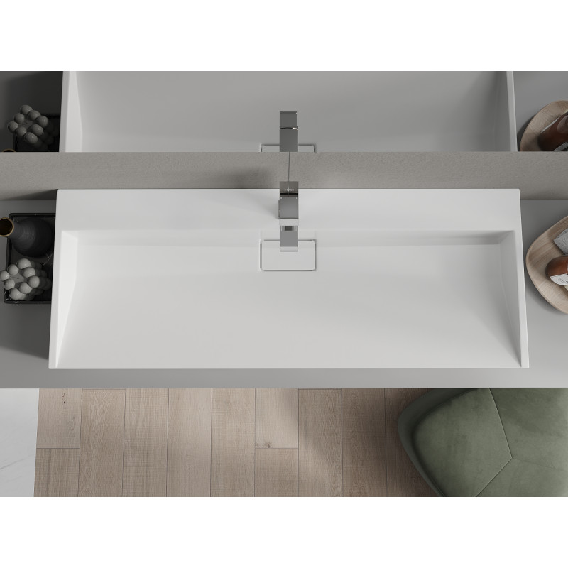 Mexen Ava stalviršio kriauklė iš konglomerato 1/O 120 x 46 cm, balta - 23011201