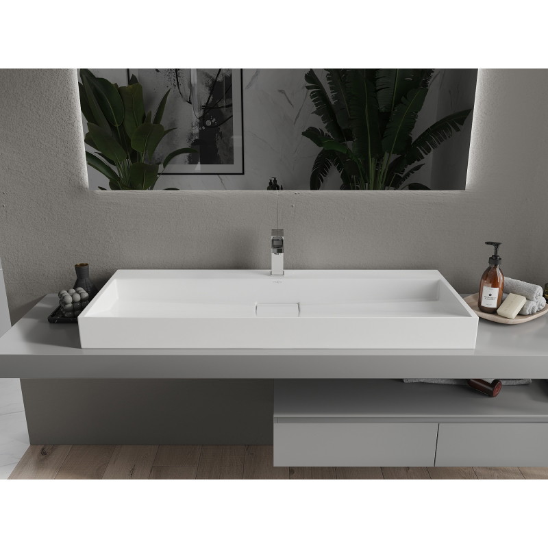 Mexen Ava stalviršinė kriauklė iš konglomerato 1/O 120 x 46 cm, balta - 23011201