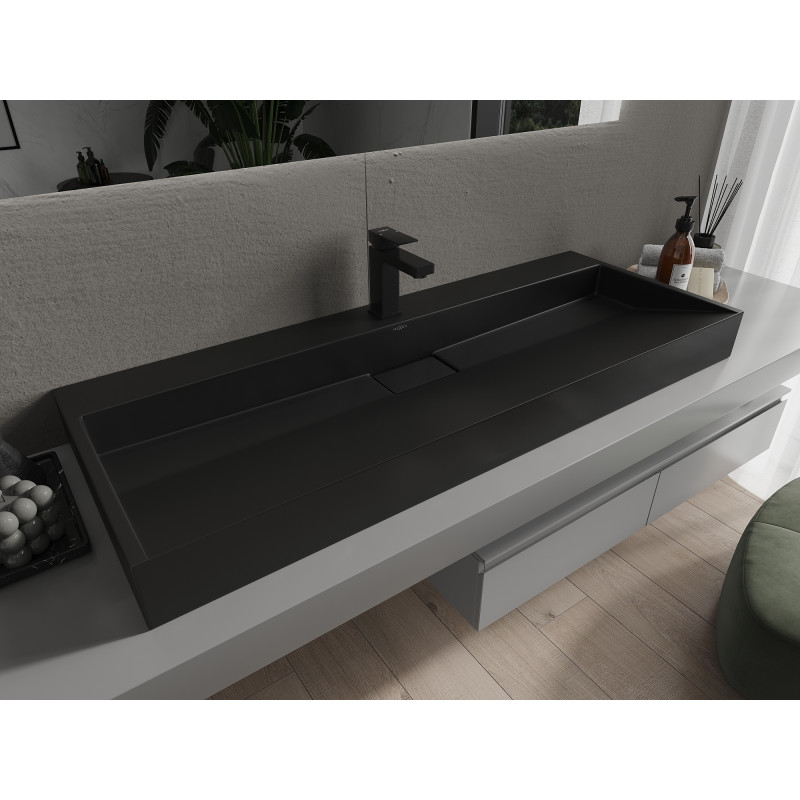 Mexen Ava stalviršio plautuvė iš konglomerato 1/O 120 x 46 cm, juoda - 23011271