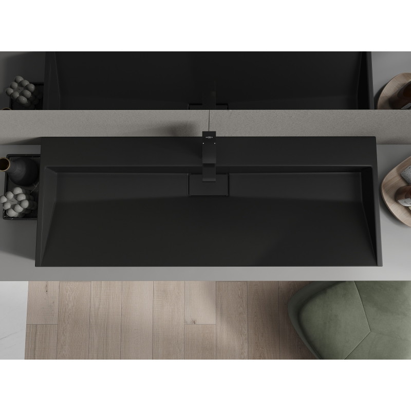 Mexen Ava stalviršinė praustuvas iš konglomerato 1/O 120 x 46 cm, juoda - 23011271