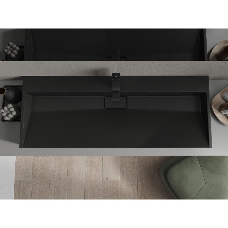 Mexen Ava stalviršių praustuvas iš konglomerato 1/O 120 x 46 cm, juodas - 23011271