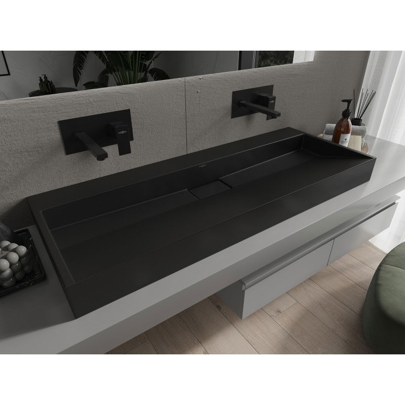 Mexen Ava ant stalviršio montuojamas praustuvas iš kompozito B/O 120 x 46 cm, juodas - 23011270