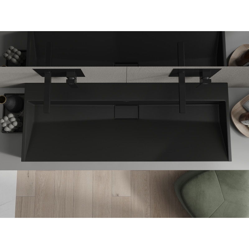 Mexen Ava ant stalviršio montuojamas praustuvas iš kompozito B/O 120 x 46 cm, juodas - 23011270