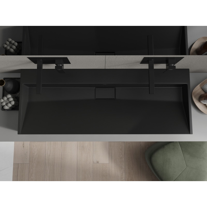 Mexen Ava stalviršio plautuvė iš konglomerato B/O 120 x 46 cm, juoda - 23011270
