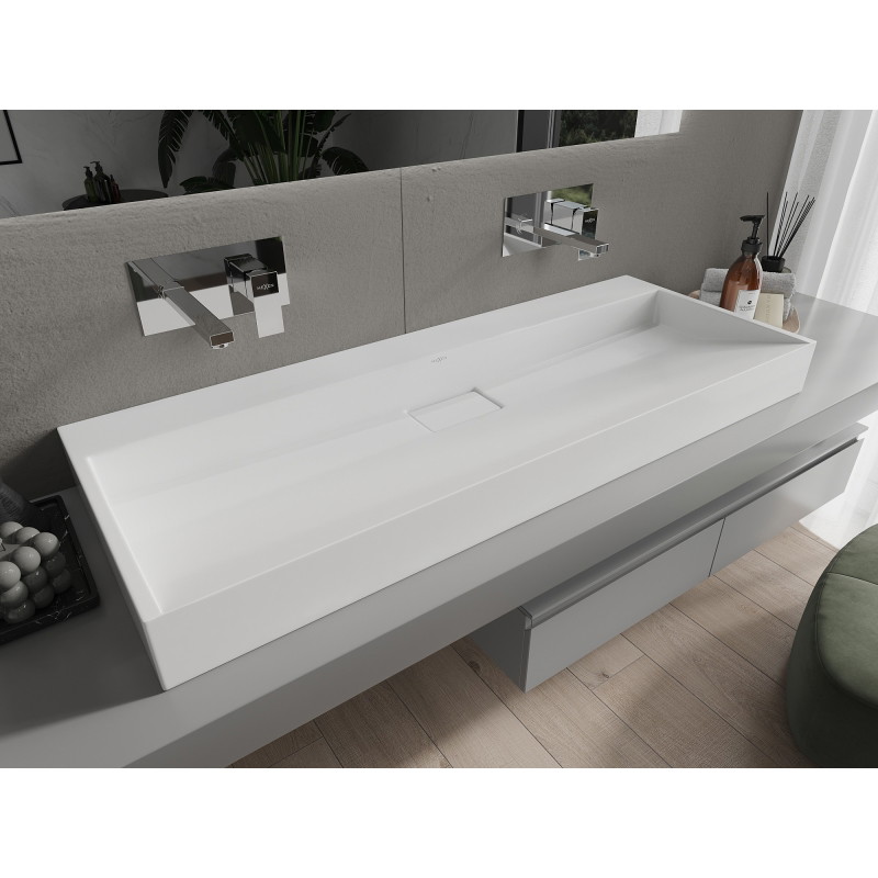 Mexen Ava stalviršinis praustuvas iš konglomerato B/O 120 x 46 cm, baltas - 23011200