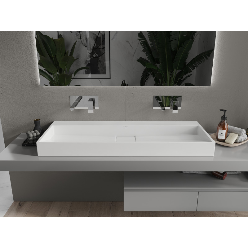 Mexen Ava stalviršio praustuvas iš konglomerato B/O 120 x 46 cm, baltas - 23011200