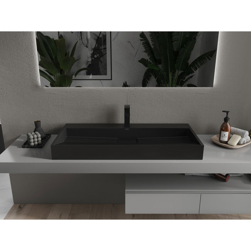 Mexen Ava antstalinis stalviršio praustuvas iš konglomerato 1/O 100 x 46 cm, juodas - 23011071