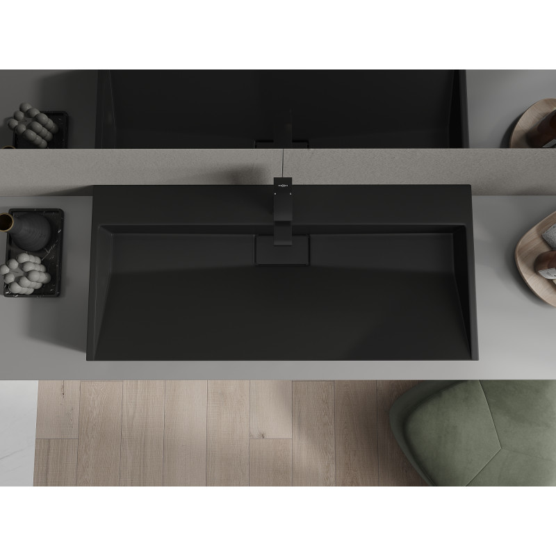 Mexen Ava stalviršinis praustuvas iš konglomerato 1/O 100 x 46 cm, juodas - 23011071