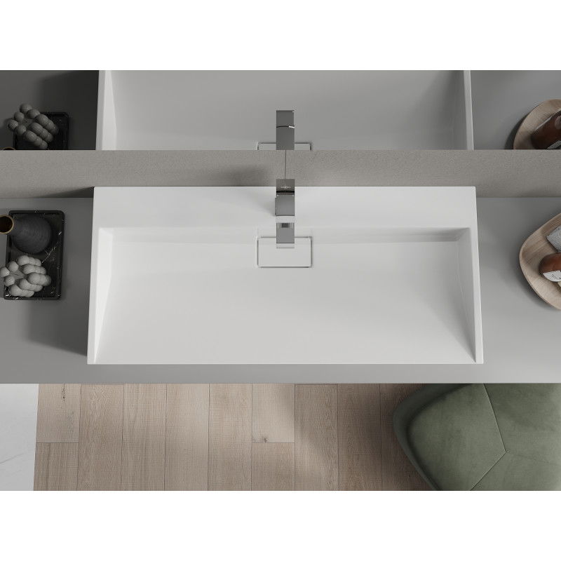 Mexen Ava stalviršio plautuvė iš konglomerato 1/O 100 x 46 cm, balta - 23011001