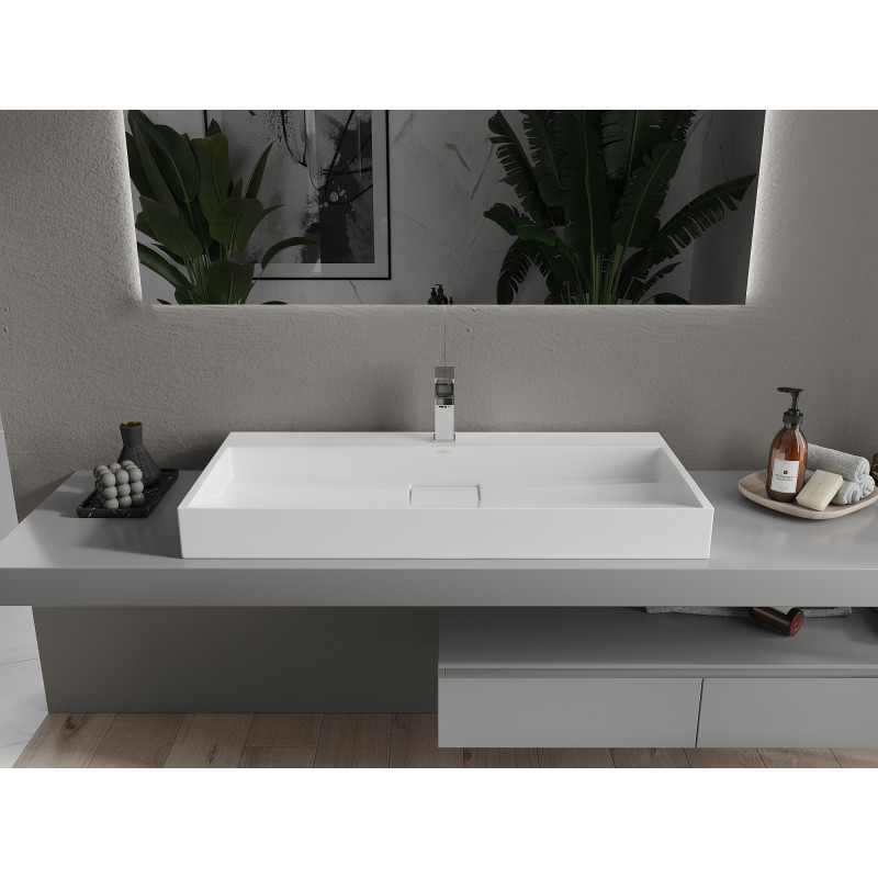 Mexen Ava stalviršinis praustuvas iš konglomerato 1/O 100 x 46 cm, baltas - 23011001